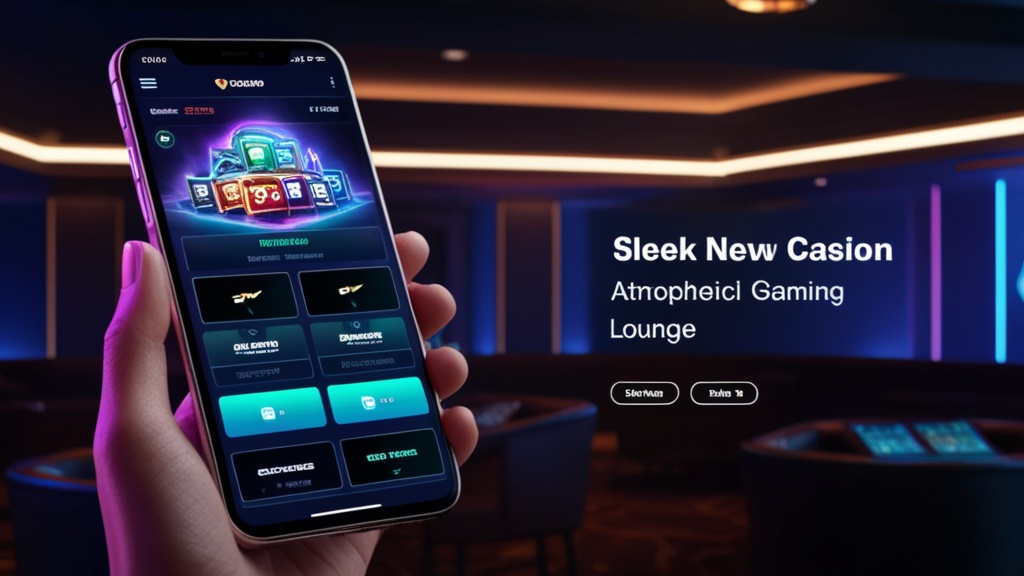 Mobiele casino-app op een smartphone in een donkere, sfeervolle omgeving